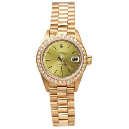 Diamond Bezel Champagne Stick Dial Rolex Watch Dj Presidential Rolex