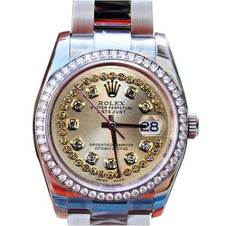 Diamond Bezel Dial Ladies Man Rolex Watch Ss String Diamond Dial QUICK SET