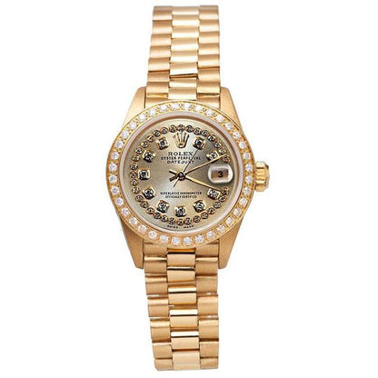 Diamond Bezel Rolex Dj Model President Style Watch Double Row Dial Rolex
