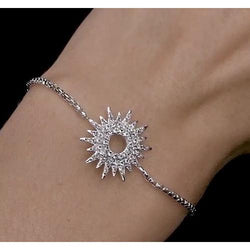 Diamond Bracelet 12 Carats Women White Gold Sunburst Jewelry New
