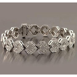 Diamond Men's Bracelet 16 Carats White Gold 14K New