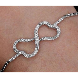 Diamond Bracelet Heart 4 Carats Women Jewelry 14K