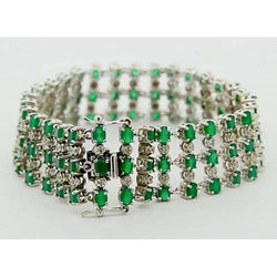 Diamond Carpet Bracelet Colombian Green Emerald 48.35 Carats