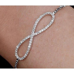 Diamond Chain Bracelet 4.20 Carats Infinity Symbol Women Jewelry 14K