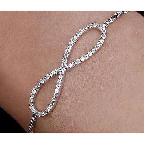 Diamond Chain Bracelet 4.20 Carats Infinity Symbol Women Jewelry 14K Chain Bracelet