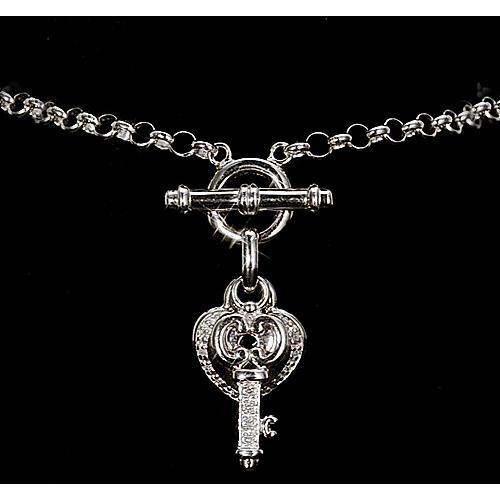 Diamond Charm Bracelet Lock & Key Heart 1 Carat Women Jewelry New Tennis Bracelet
