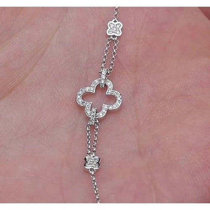 Diamond Crosses Bracelet 2.50 Carats Women White Gold Jewelry Tennis Bracelet