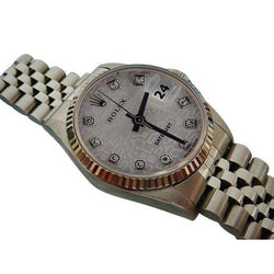 Diamond Dial Fluted Bezel Watch Ss Jubilee Rolex Date Just QUICK SET