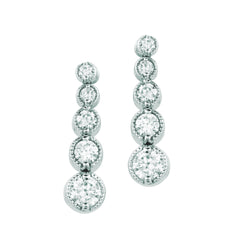 Diamond Drop Earrings 1.01 Carats 14K White Gold