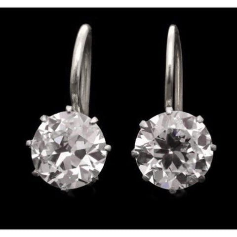 Diamond Drop Earrings 3 Carats Prong Setting White Gold Drop Earrings