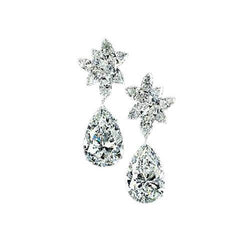 Diamond Earring Pair Pear Diamond Dangle Ear Ring Gold  3 Ct
