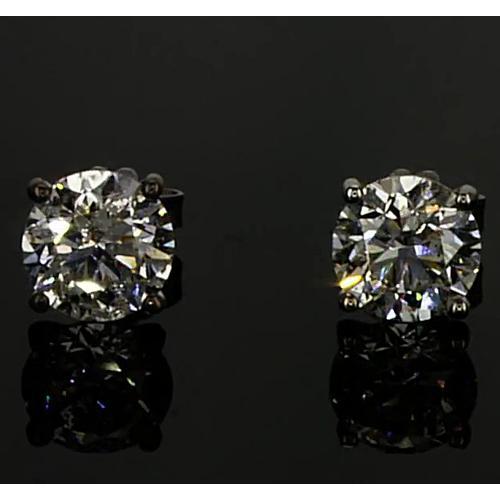 Diamond Earrings 1.50 Carats Round Stud Prong Set White Gold 14K E Vvs1 Stud Earrings