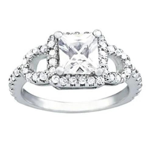 Diamond Engagement Fancy Halo Ring White Gold 1.50 Cts. Halo Ring