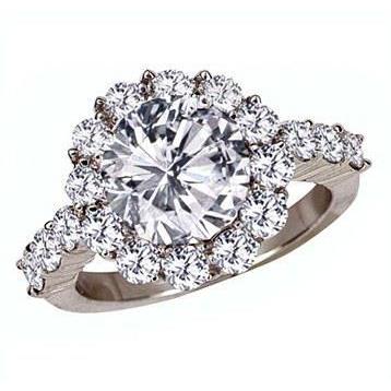 Diamond Engagement Halo Ring Gold 14K 1.5 Carats Halo Ring