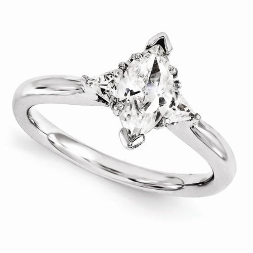 Diamond Engagement Ring 14K White Gold Three Stone Three Stone Ring