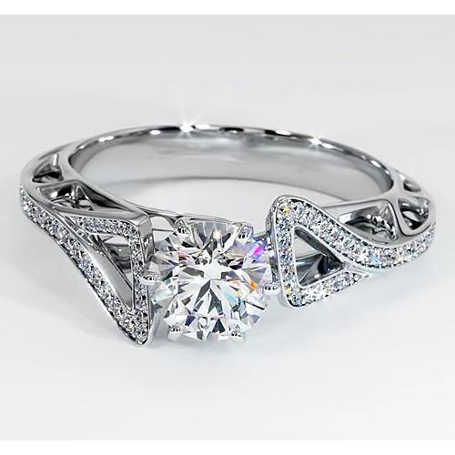 Diamond Engagement Ring  Solitaire Ring with Accents