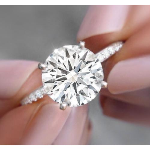 Diamond Engagement Diamonds White Gold  Solitaire With Accents Solitaire Ring with Accents