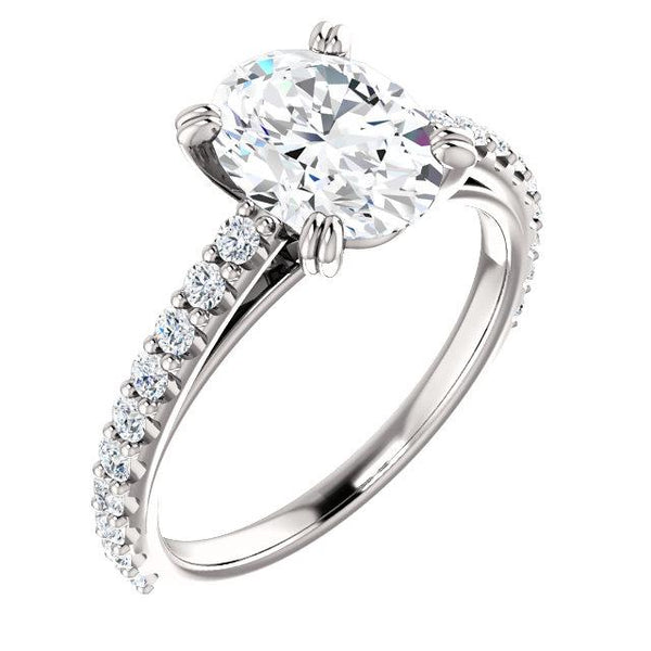 New Design Solitaire Ring with Accents White Gold Diamond