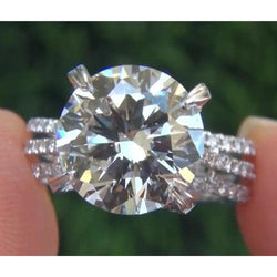 Real  Diamond Engagement Ring 4.50 Carats Split Shank Claw Setting Jewelry
