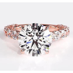 Diamond Engagement Ring 6.40 Carats Rose Gold Women Jewelry