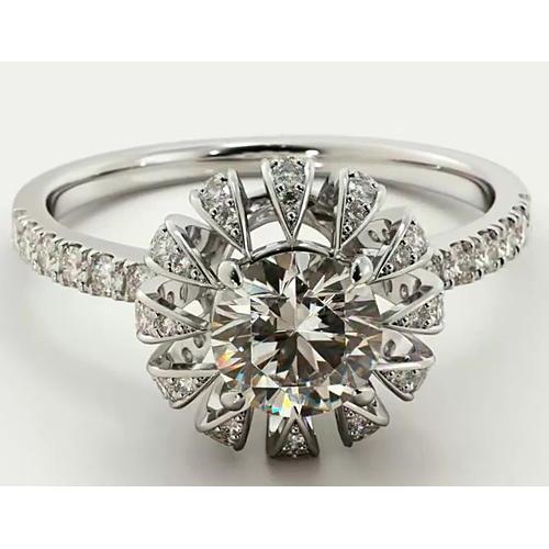 Diamond Engagement Ring Accented 2.75 Carats F Vs1 14K Jewelry Halo Ring