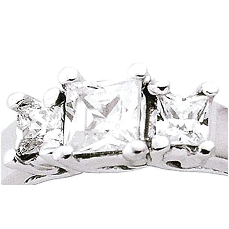 Diamond Engagement Ring Gold Princess Cut 3 Stone Three Stone Ring