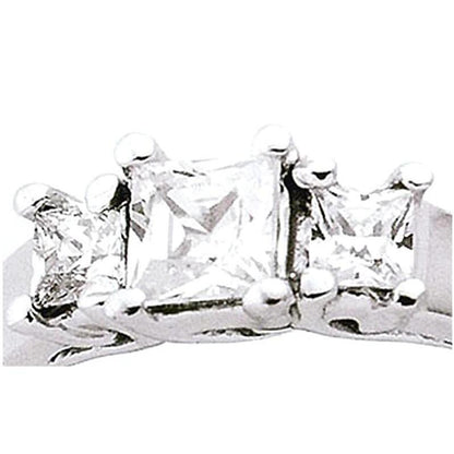 Diamond Engagement Ring Gold Princess Cut 3 Stone Three Stone Ring