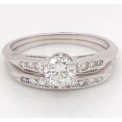 Diamond Engagement Ring Set 1.75 Carats Women White Gold Jewelry 14K
