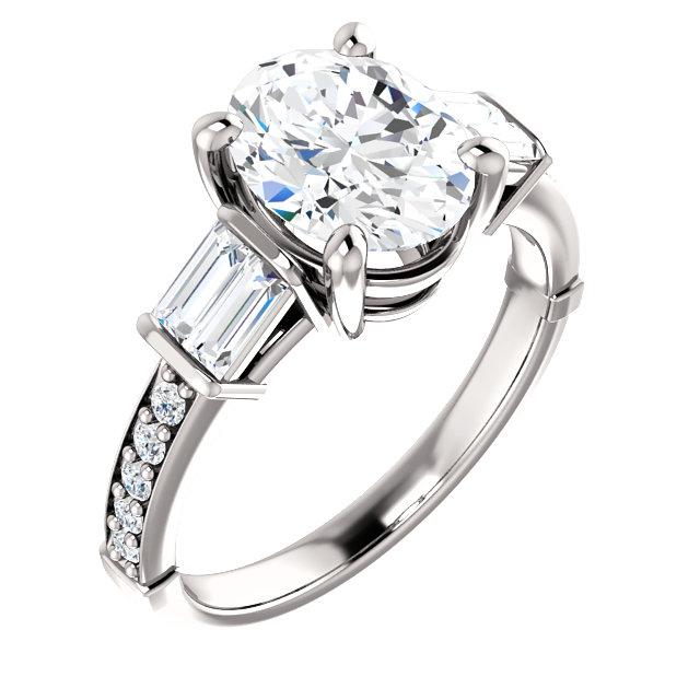 Princess Cut White Elegant Woman's Solitaire Ring with Accents Diamond 