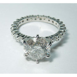 Real  Diamond Engagement Ring Accented 5.25 Carats White Gold 14K