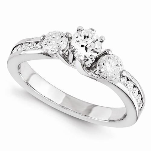 Diamond Engagement Three Stone Fancy Ring 14K White Gold Three Stone Ring
