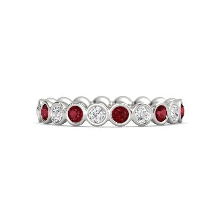 Diamond Eternity Band 1 Carat Burmese Ruby 14K White Gold Jewelry Gemstone Ring