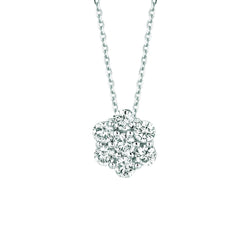 Diamond Flower Necklace Pendant 1.75 Carats 14K White Gold