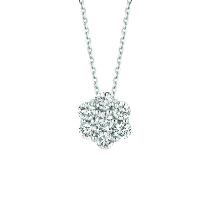 Diamond Flower Necklace Pendant 1.75 Carats 14K White Pendant