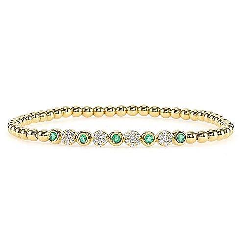 Diamond Green Emerald Tennis Bracelet 3.7 Carats F Vs1 Yellow Gold 14K Gemstone Bracelet