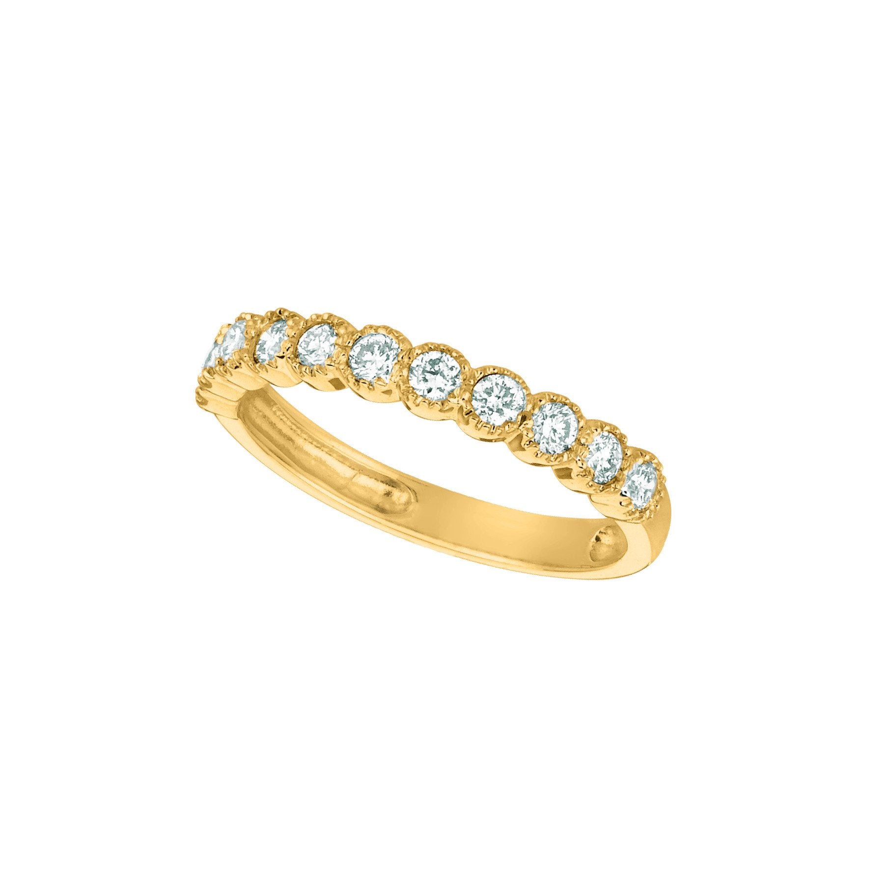 Diamond Half Eternity Band Ring 0.5 Carats 14K Yellow Half Eternity Band