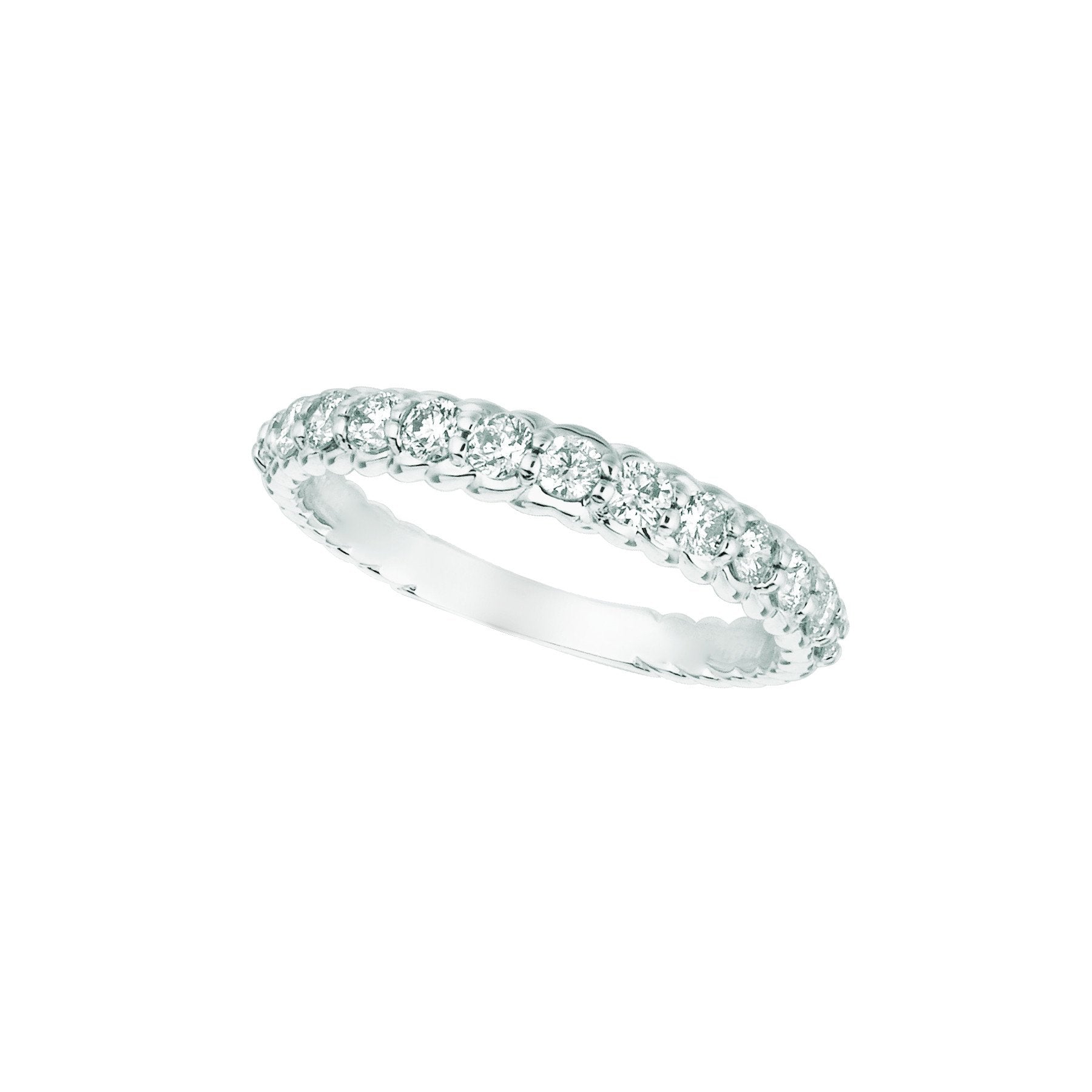 Diamond Half Eternity Band Ring 0.64 Carats 14K White Pave Half Eternity Band