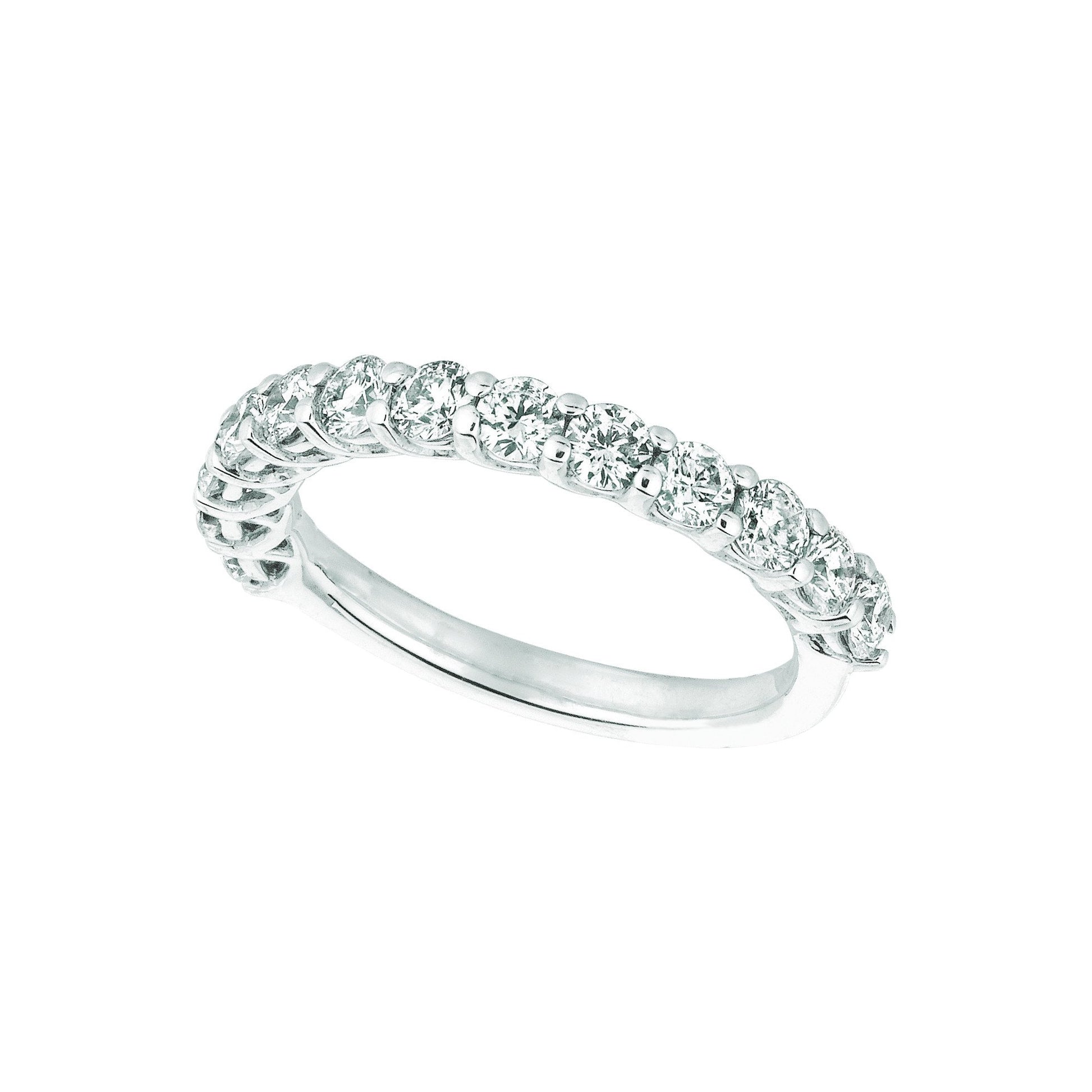 Diamond Half Eternity Band Ring 1.33 Carats 14K White Half Eternity Band