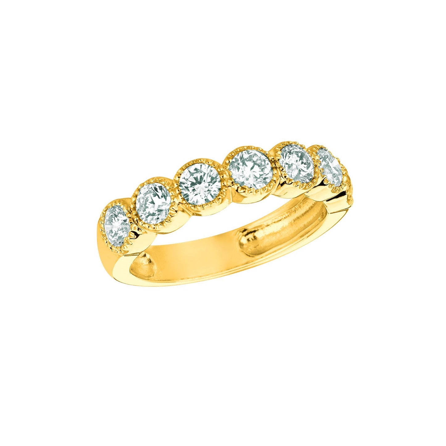 Diamond Half Eternity Band Ring 1.4 Carats 14K Yellow Half Eternity Band