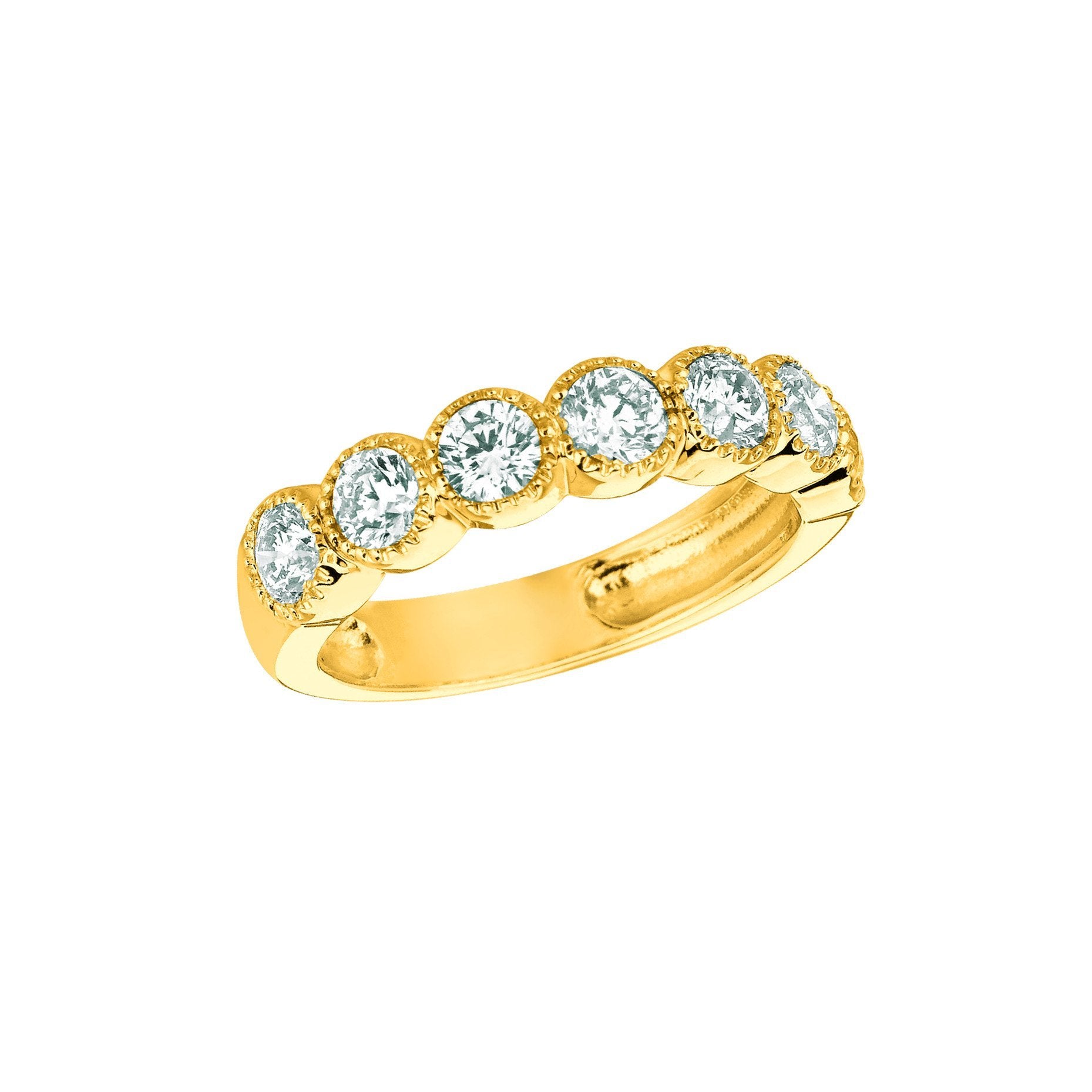 Diamond Half Eternity Band Ring 1.4 Carats 14K Yellow Half Eternity Band