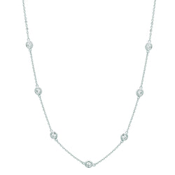 Diamond Half Way Around Chain Necklace 1.50 Carats 14K White Gold