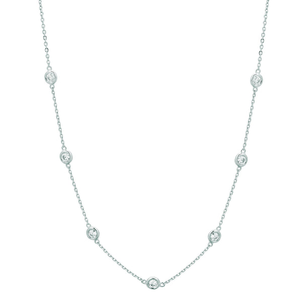 Diamond Half Way Around Chain Necklace 0.25 Carats 14K White Gold Necklace