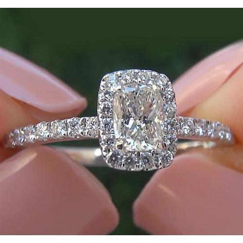 Diamond Halo Ring 2.5 Carats Cushion Cut Accented White Gold Halo Ring