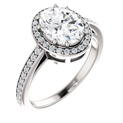 Diamond Halo Ring 3.70 Carats Oval Split Shank Women Jewelry Halo Ring