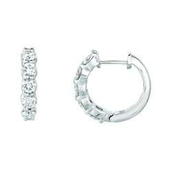 Diamond Hoop Earrings 1.51 Carats 14K White
