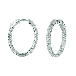 Diamond Hoop Earrings 2.75 Carats 14K White Gold