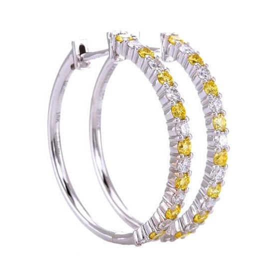 Diamond Hoop Earrings 4.80 Carats Yellow Sapphires Jewelry Gemstone Earring