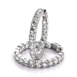 Diamond Hoop Earrings 7.20 Carats F Vs1 White Gold 14K