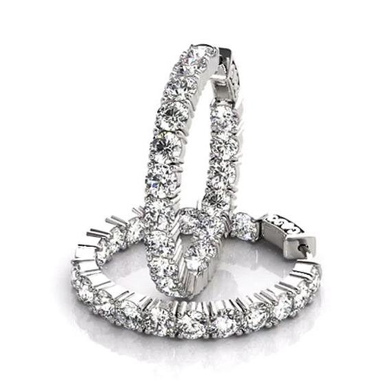 Diamond Hoop Earrings 7.20 Carats F Vs1 White Gold 14K Hoop Earrings