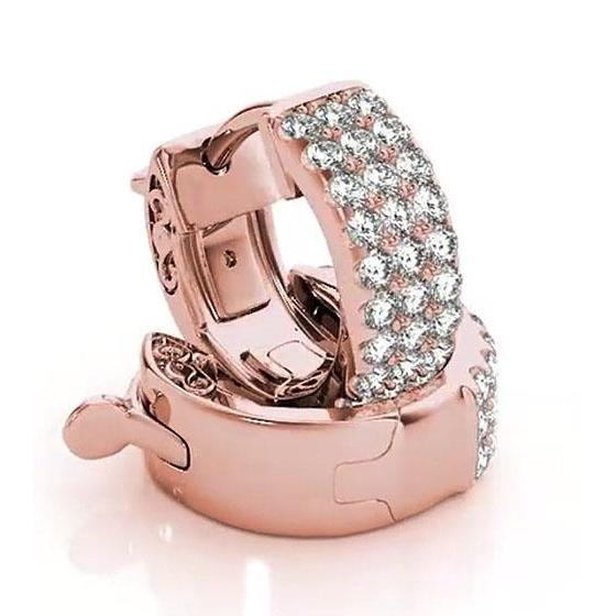 Diamond Hoop Earrings Rose Gold 2.40 Carats Hoop Earrings
